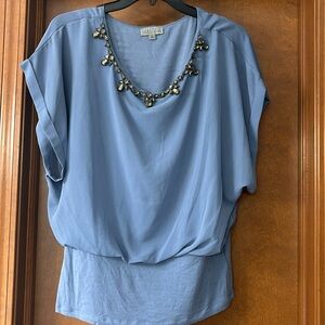 Women's Dolman Short Sleeve Chiffon Blouse Blue - Joseph A